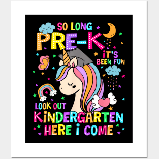 So Long Pre-K Graduation Kindergarten Unicorn Posters and Art